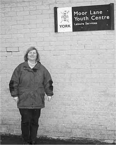 LibDem Councillor Ann Reid outside Moor Lane Youth Centre