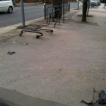 Vandalised cycle stands in Front Street