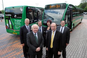 LibDem Minister Norman Baker (right) at the launch of the 34 seat Optare electric bus