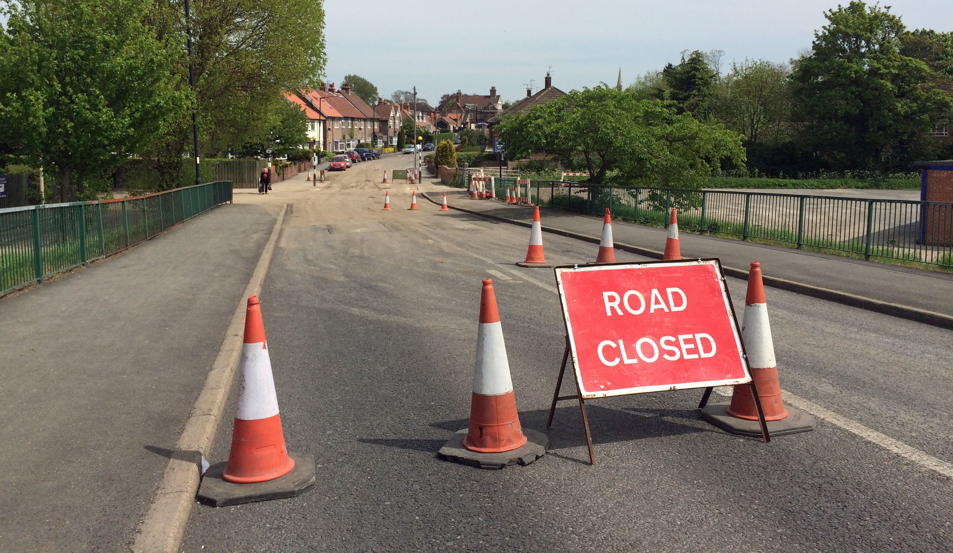 St Helen's Road 1400 hours 15th may 2015. Workers and plant gone. Road still officially closed.