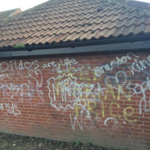 Graffiti next to Acorn rugby field
