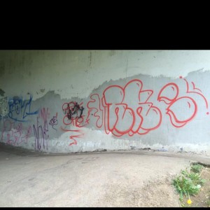 Graffiti at A64 bridge