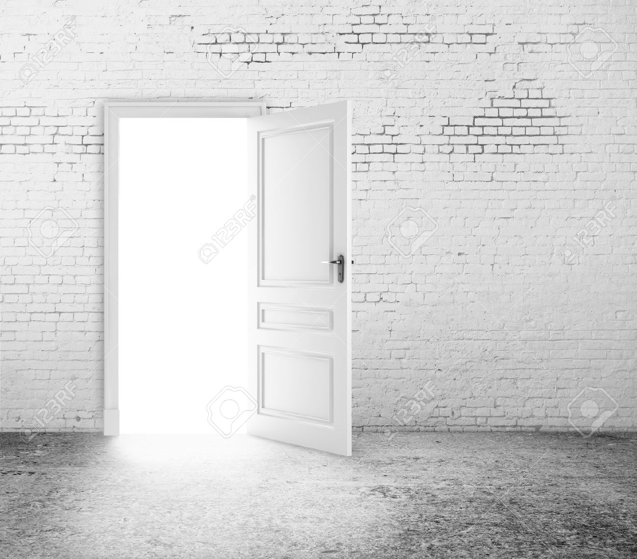 open-door-in-white-brick-wall-Stock-Photo-doors