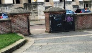 Graffiti now removed from second set of flood gates on North Street