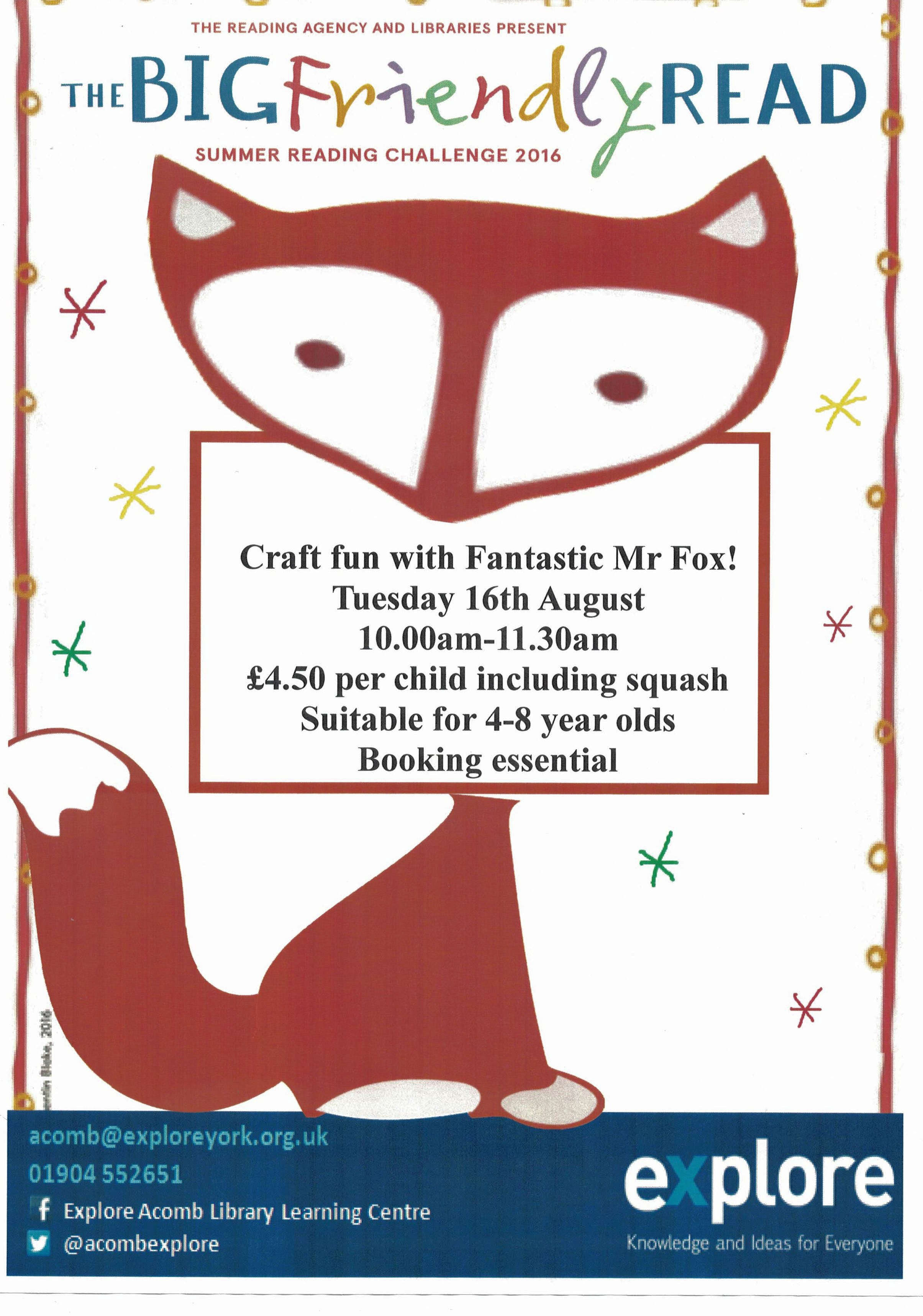 Acomb Libary Craft fund with Mr Fox 16th Aug 2016