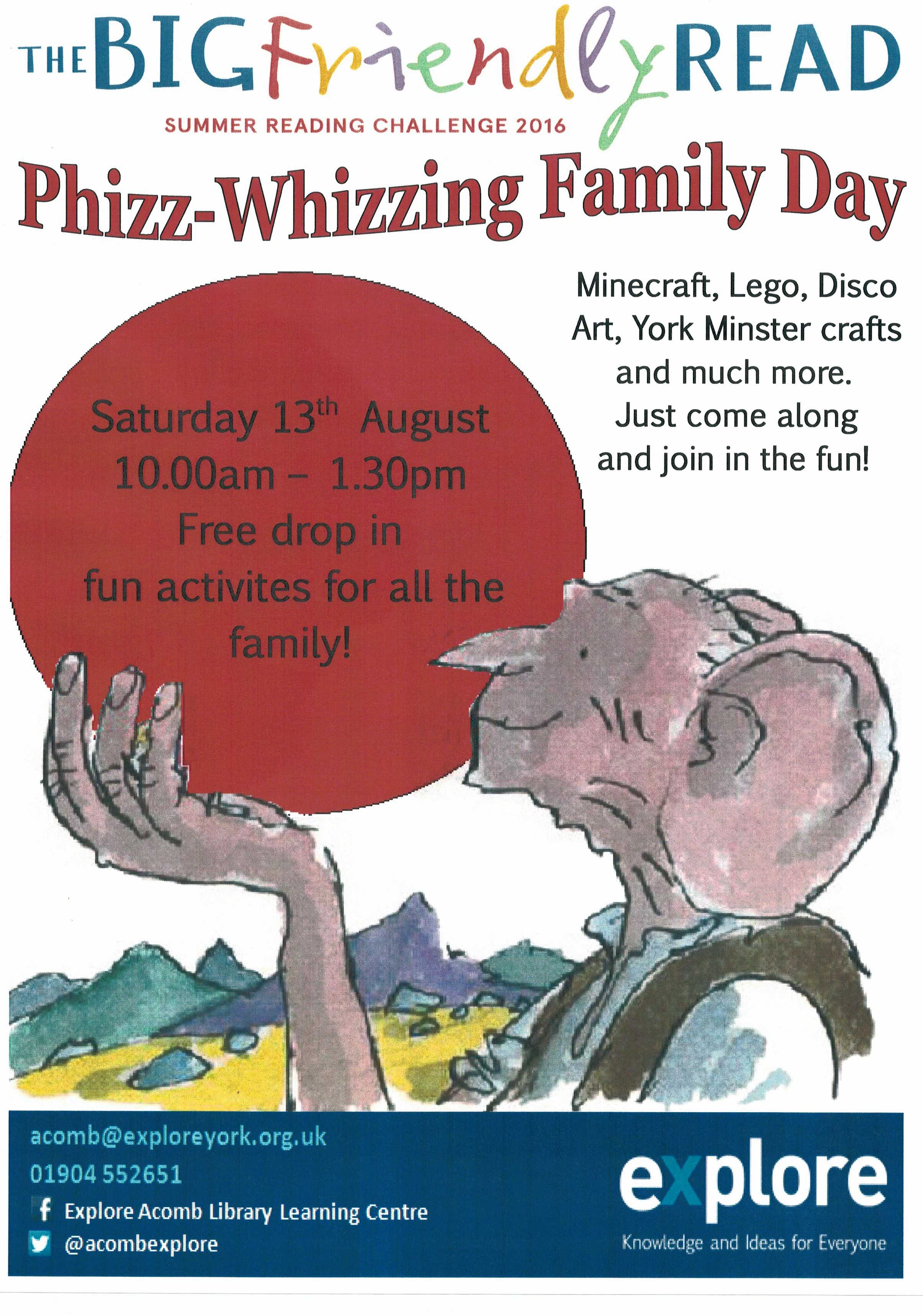 Acomb Library Phizz Whizzing family day 13th Aug 2016