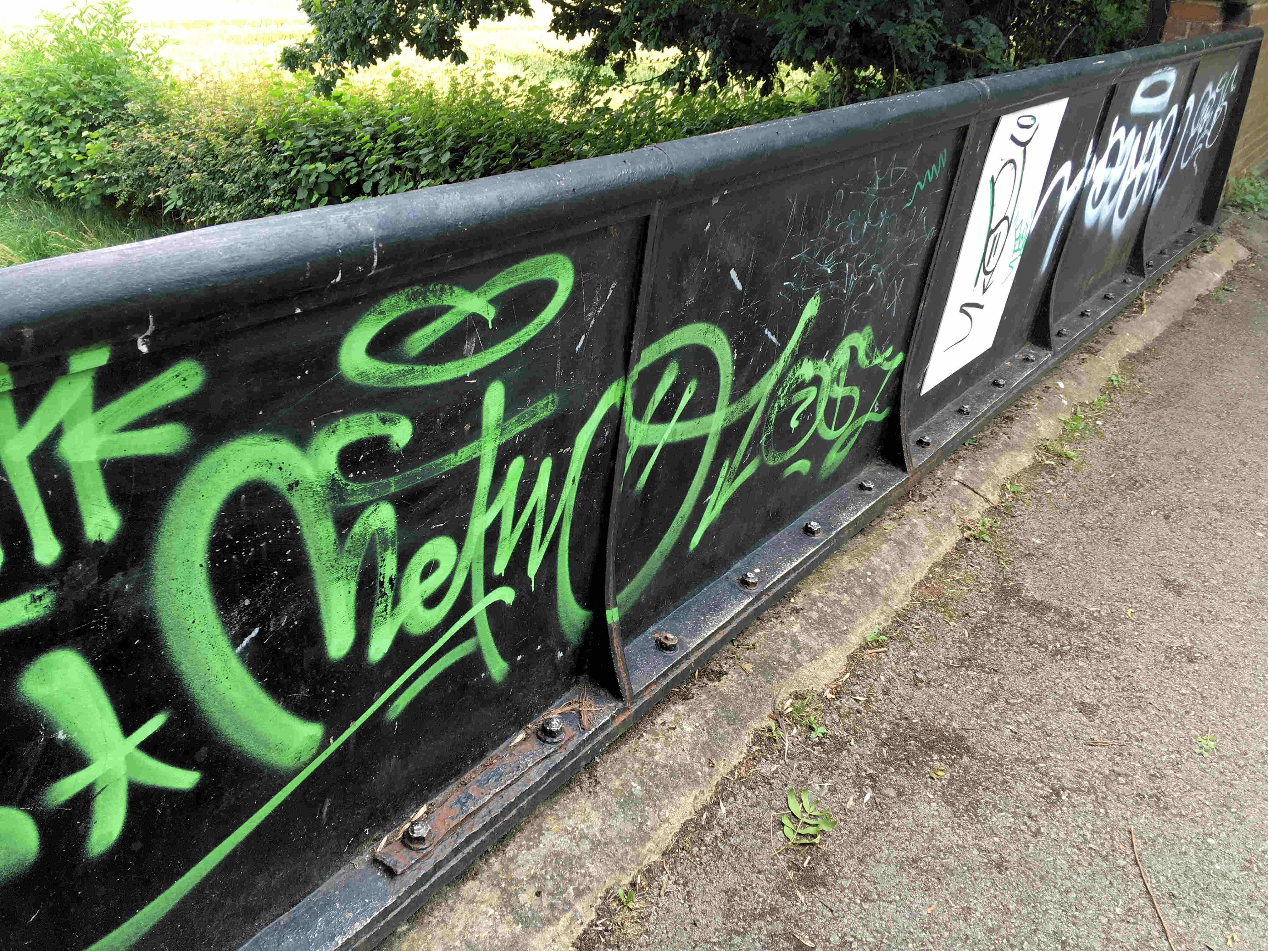 Graffiti on cycle path brdige
