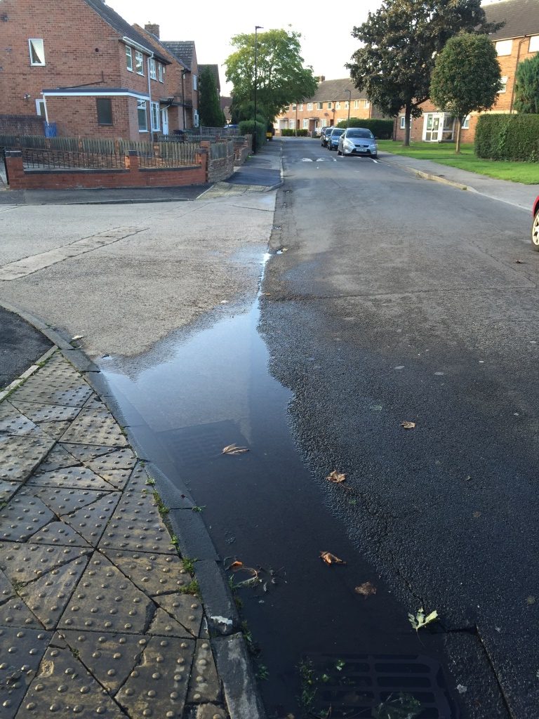 We're still on the look out for blocked drainage gullies. These in Kingsway West have been reported.