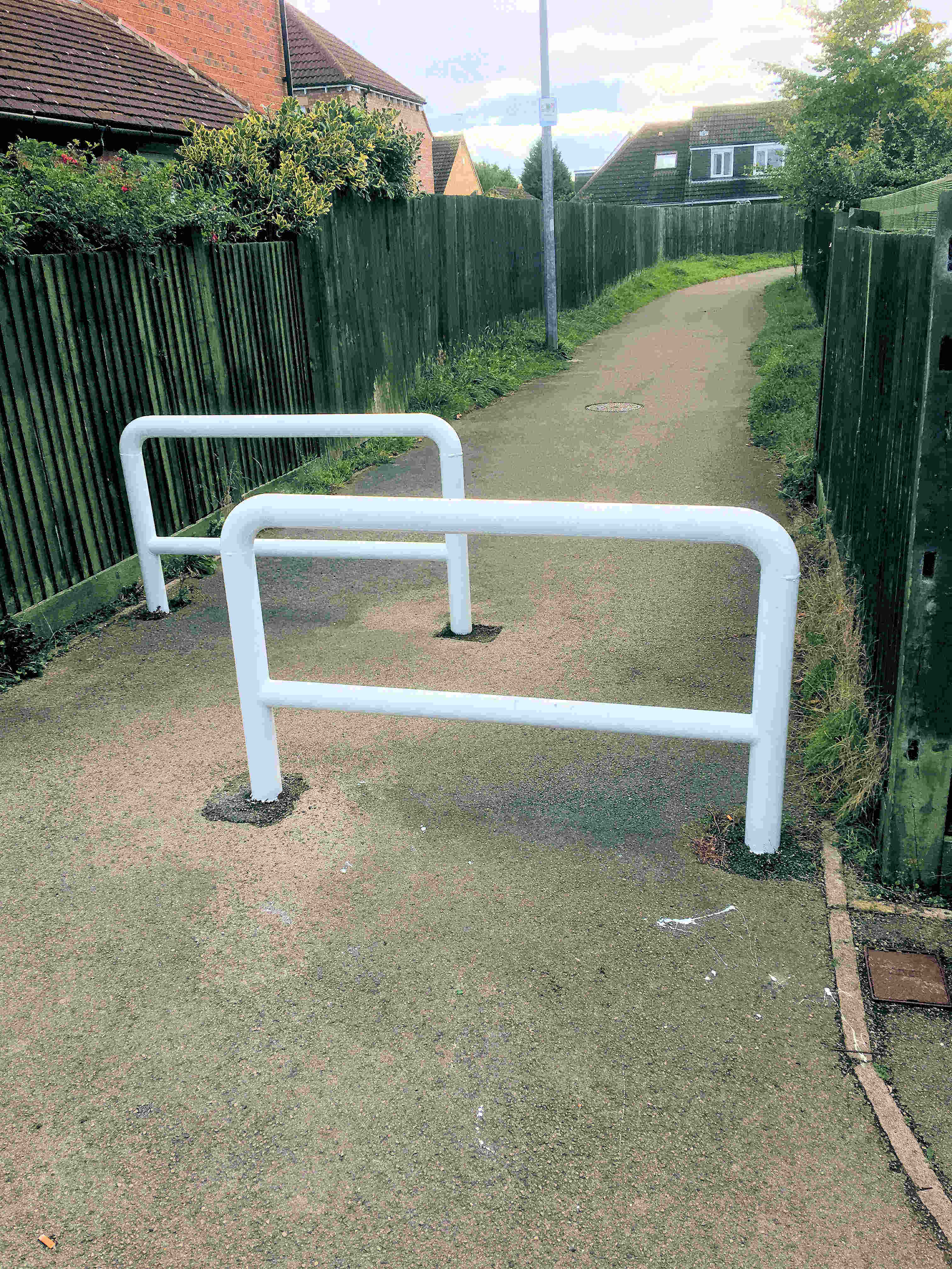 Good news as Community Payback teams have got round to painting some of the cycle barriers in the area. This one is in Teal Drrive