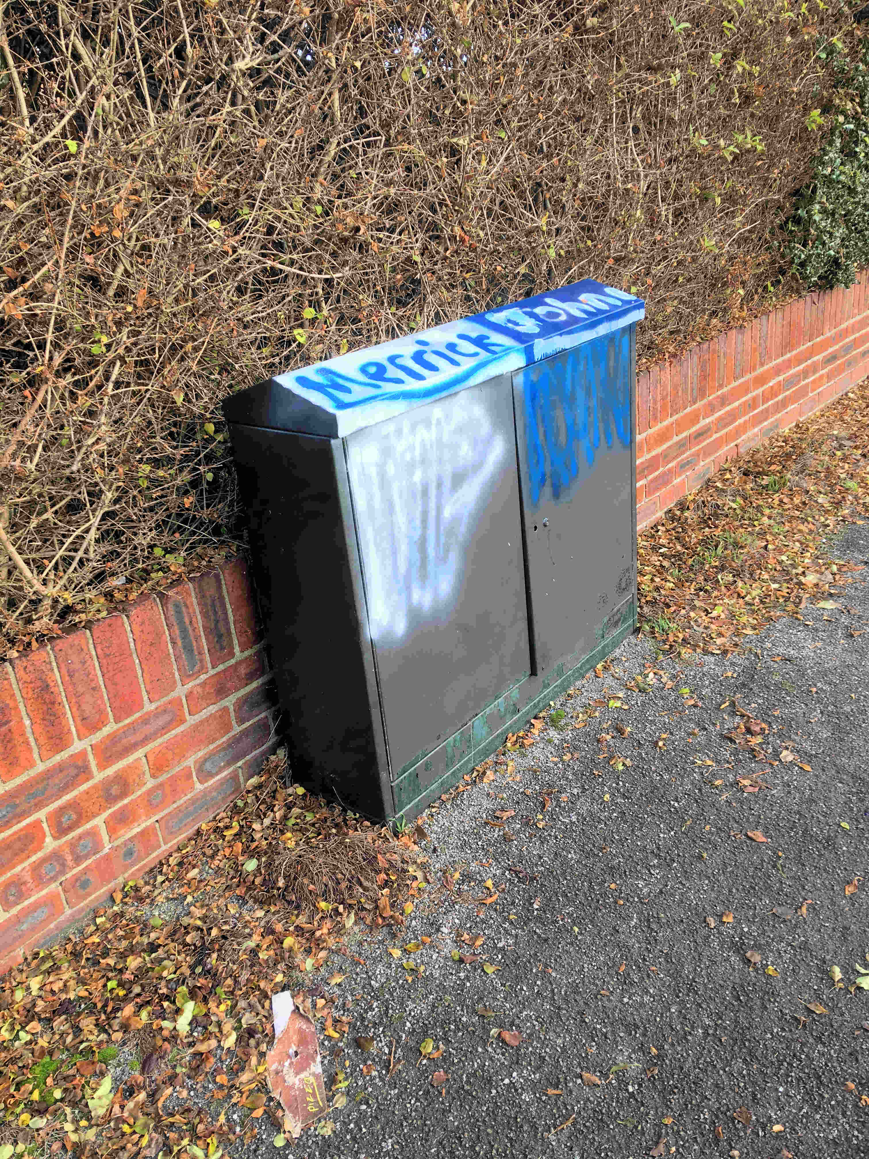 as was graffiti on a junction box in Kir Crescent