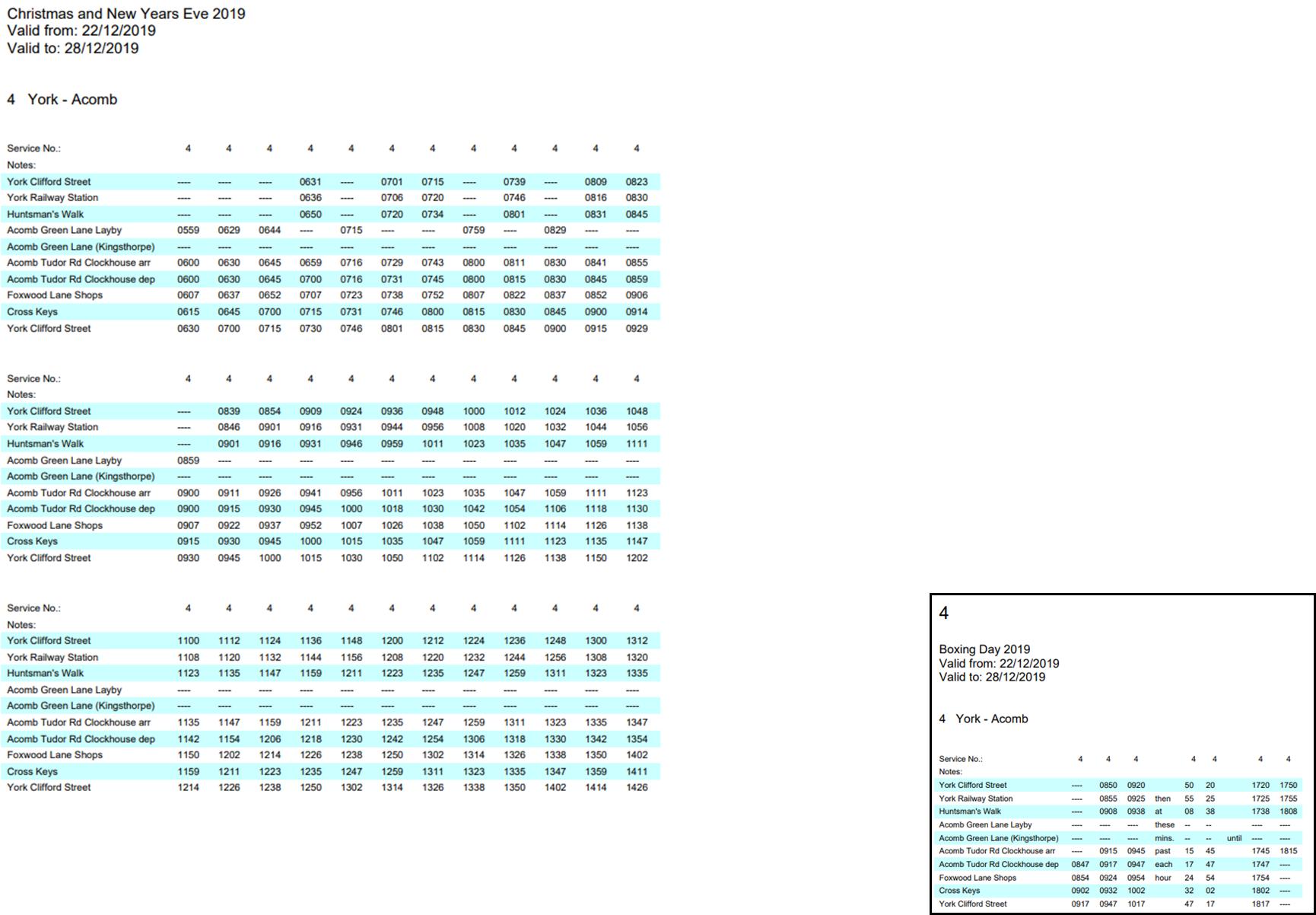 Christmas bus service timetables Steve Galloway